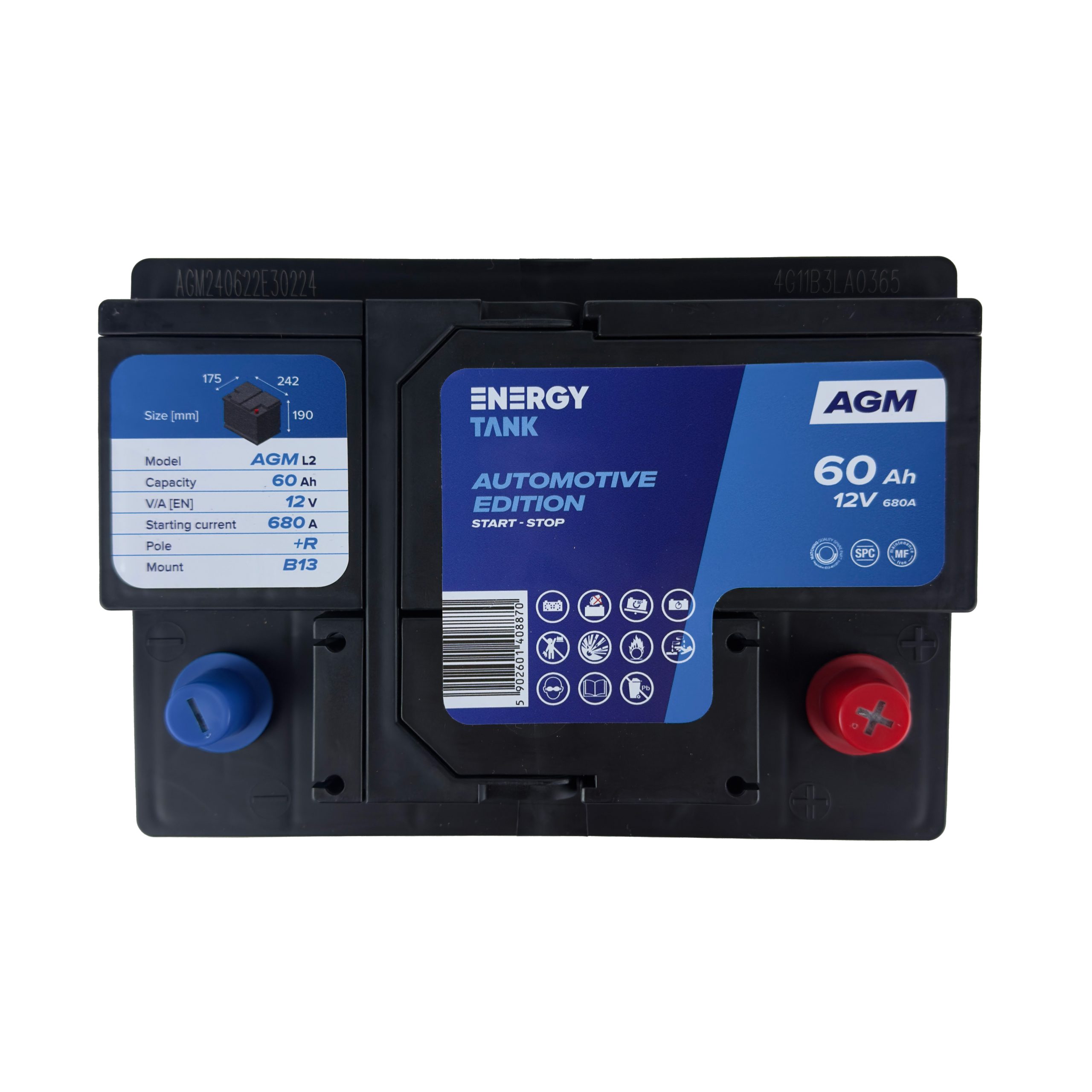 Akumulator AGM START&STOP 60ah 242x175x190mm - obrazek 4